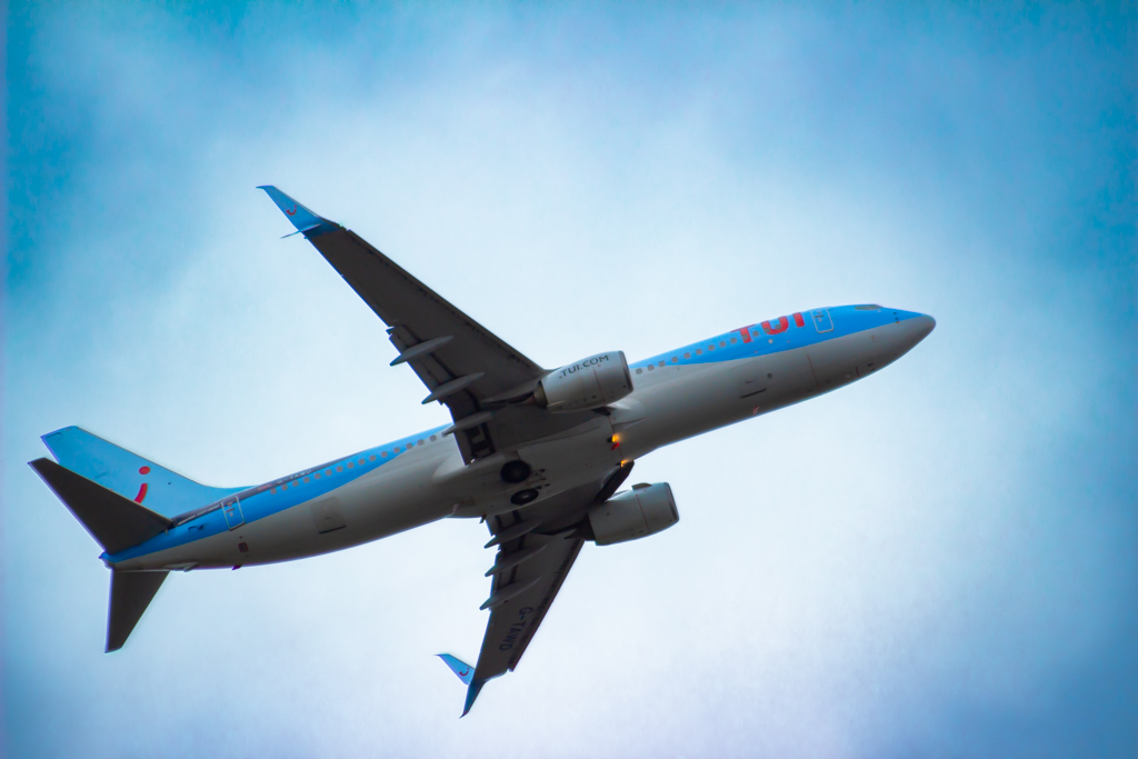 TUI Boeing 737 taking off from Leeds Bradford Airport
